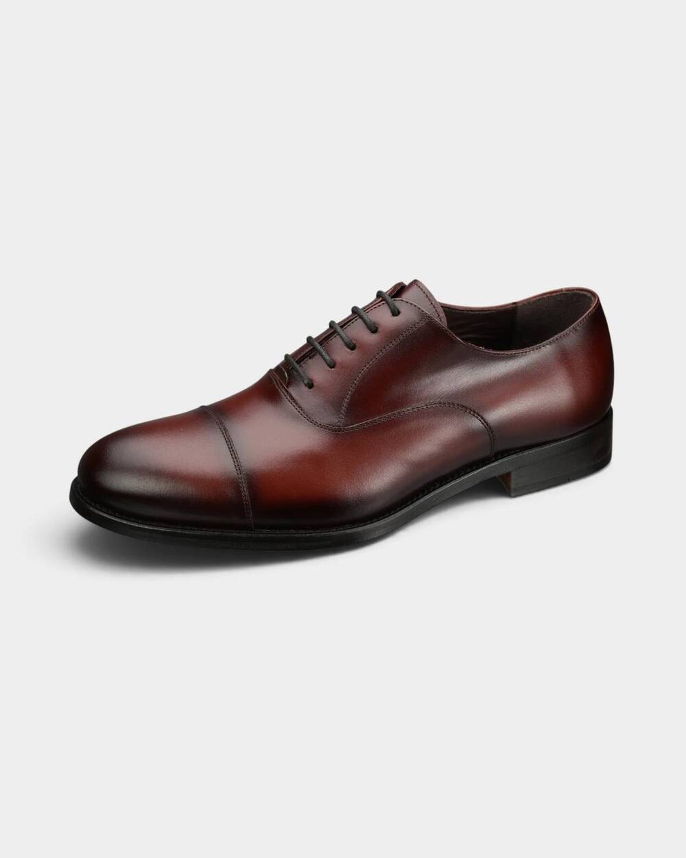 NEW PETER HUBER men's lucas cap toe balmoral oxford shoes in oxblood leather